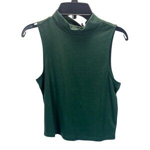 Silver Jeans Co. Sleeveless Mock Neck Green Knit Top Size M Casual Office